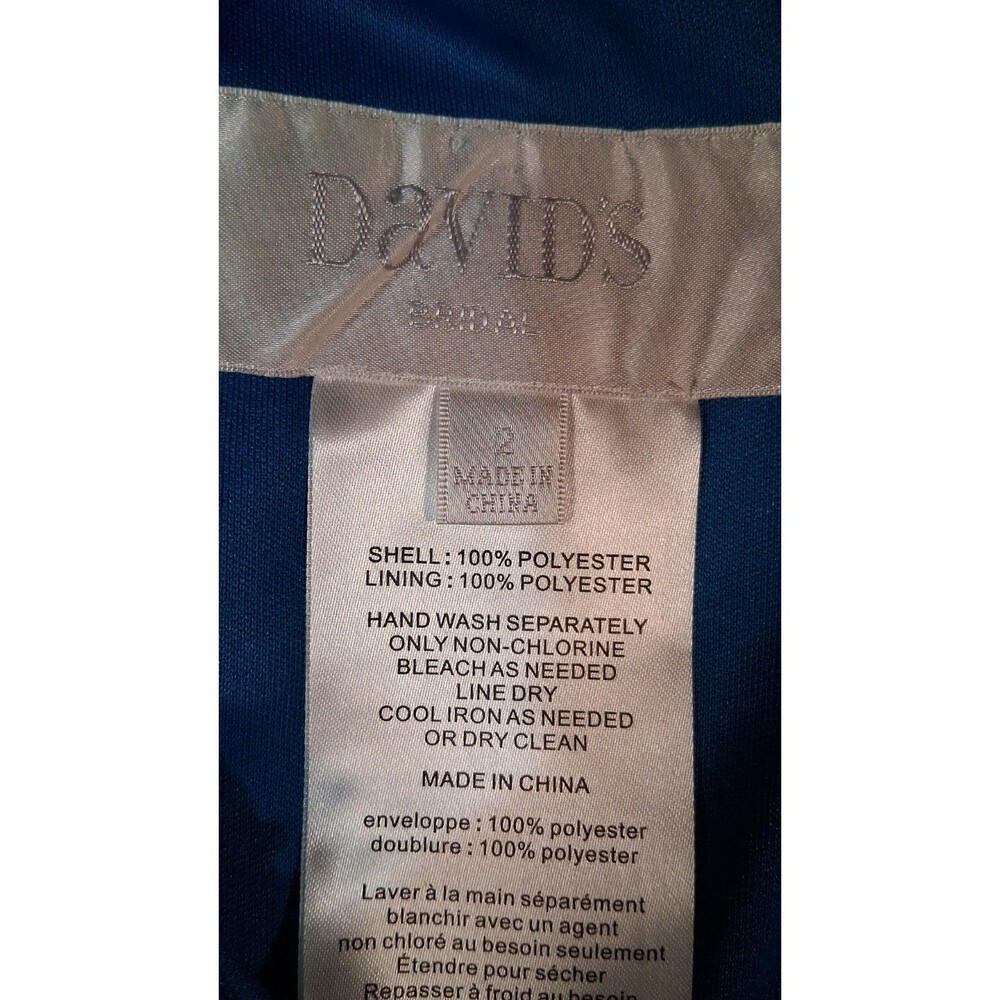 DAVID'S BRIDAL  long beaded u neck dress with ruched waist color: pacific SZ 2 - Picture 6 of 9